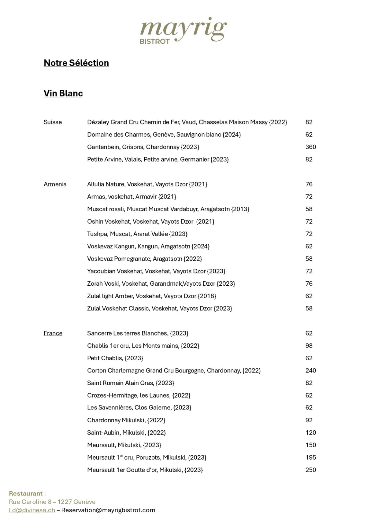 Mayrig Bistrot — drink