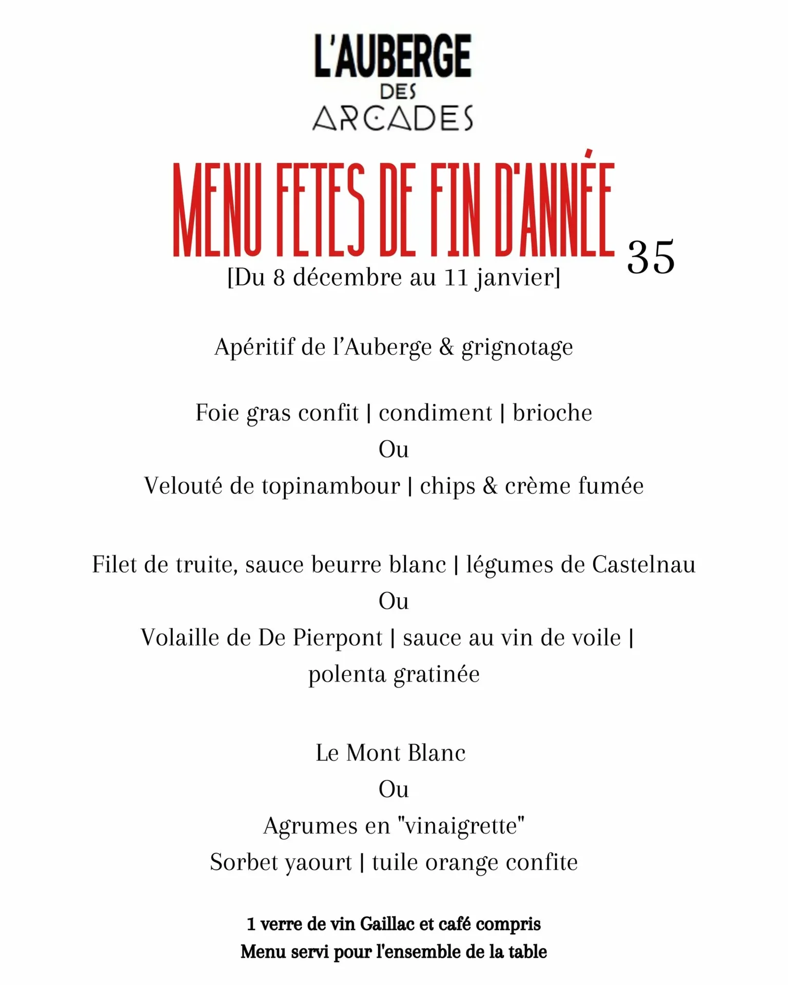 L'Auberge des Arcades — food