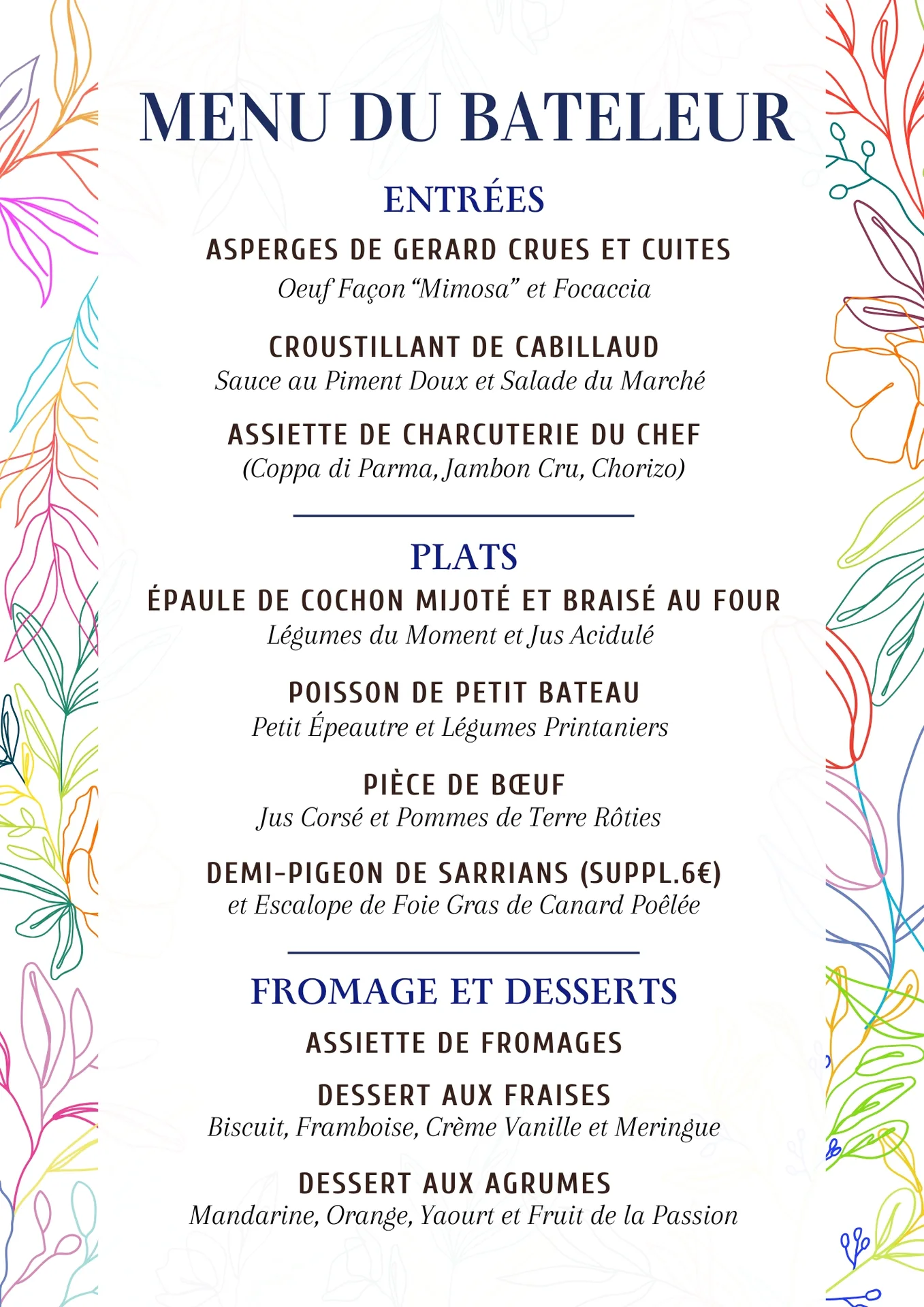 Le Bateleur — food