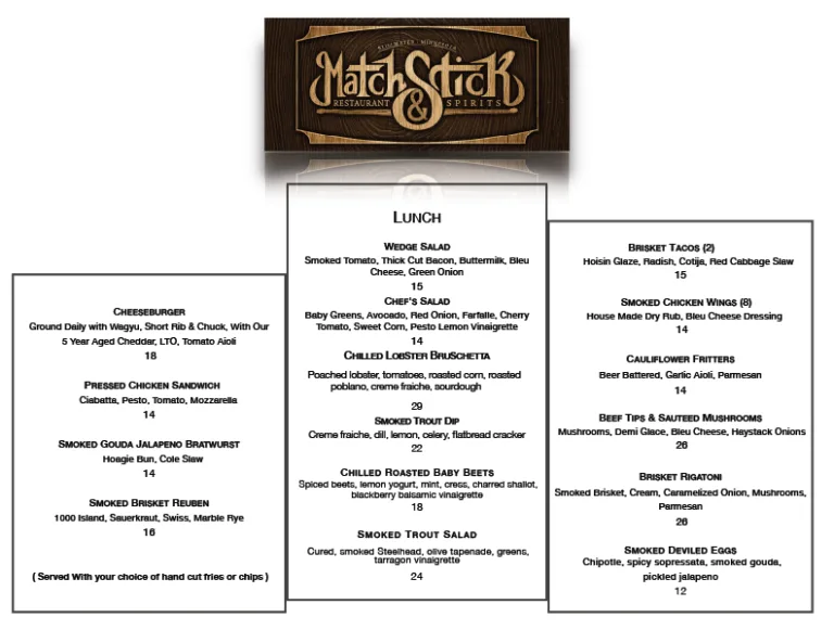 Matchstick Restaurant and Spirits — food