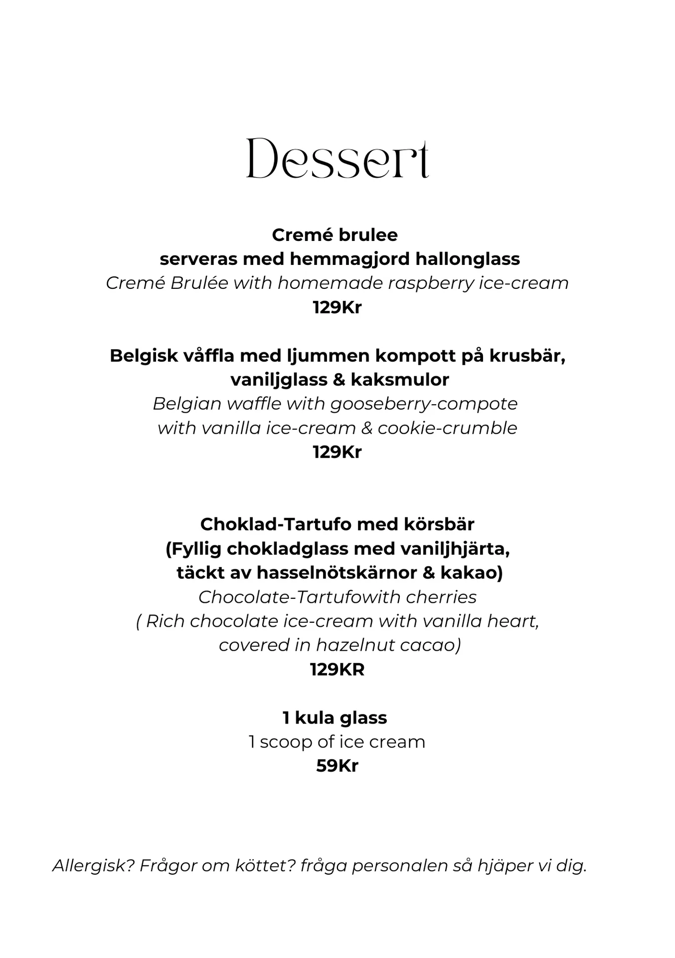 Victors Restaurant — food