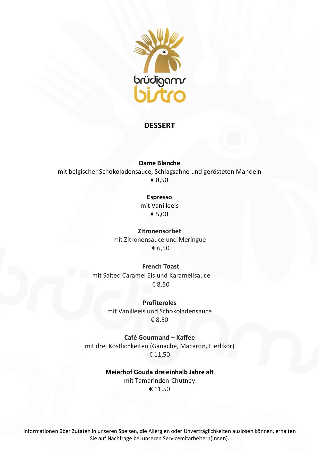 Brüdigams Bistro — food
